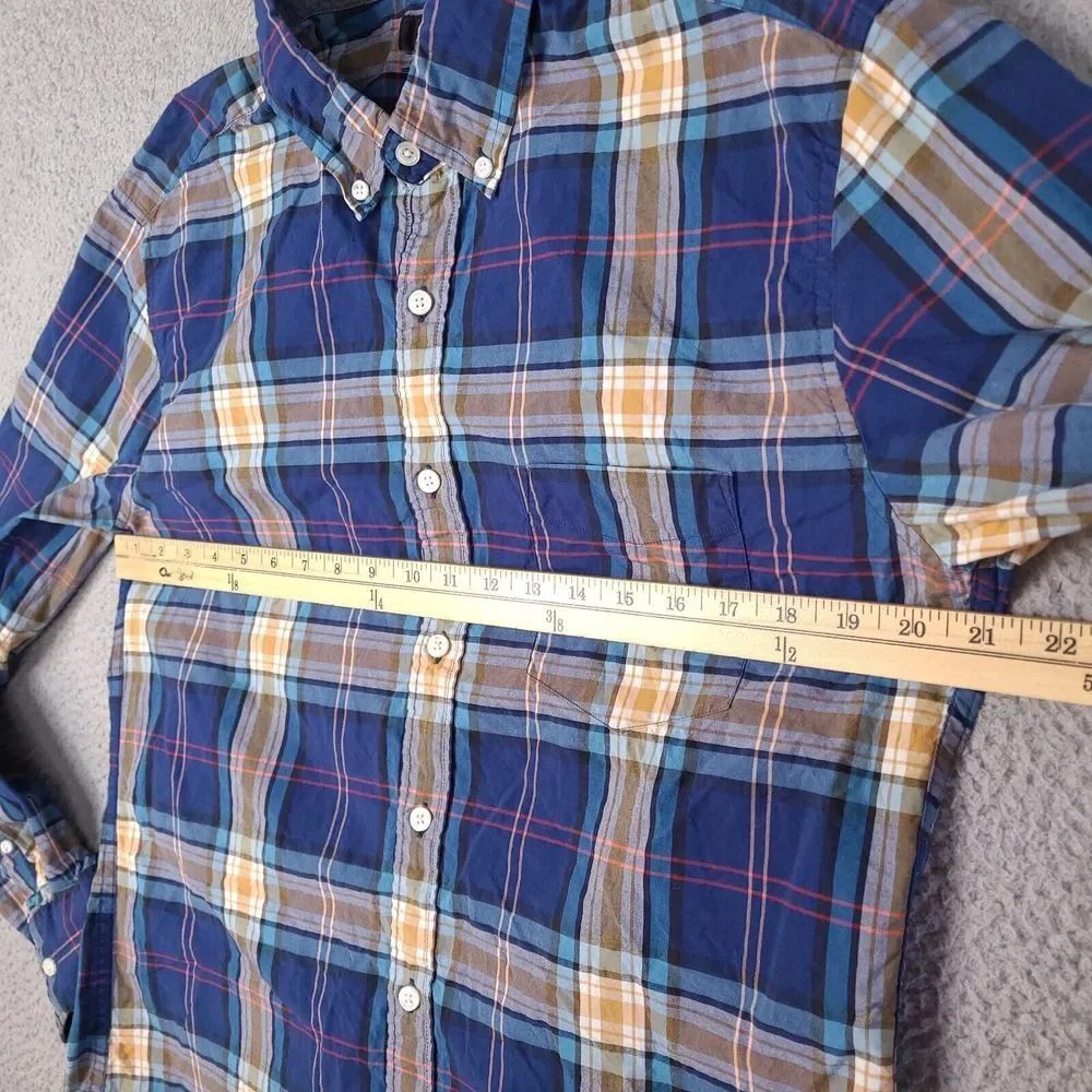 J Crew Shirt‎ Mens Large Blue Tartan Plaid Slim Fit Long Sleeve Button Down